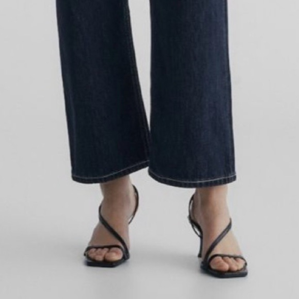 Massimo Dutti Chocolate Brown Leather Heeled Sandals | Size 39 / US 8